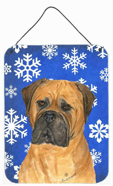 Bullmastiff Winter Snowflakes Holiday Wall or Door Hanging Prints by Caroline's Treasures