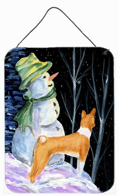 Snowman with Basenji Aluminium Metal Wall or Door Hanging Prints by Caroline&#39;s Treasures