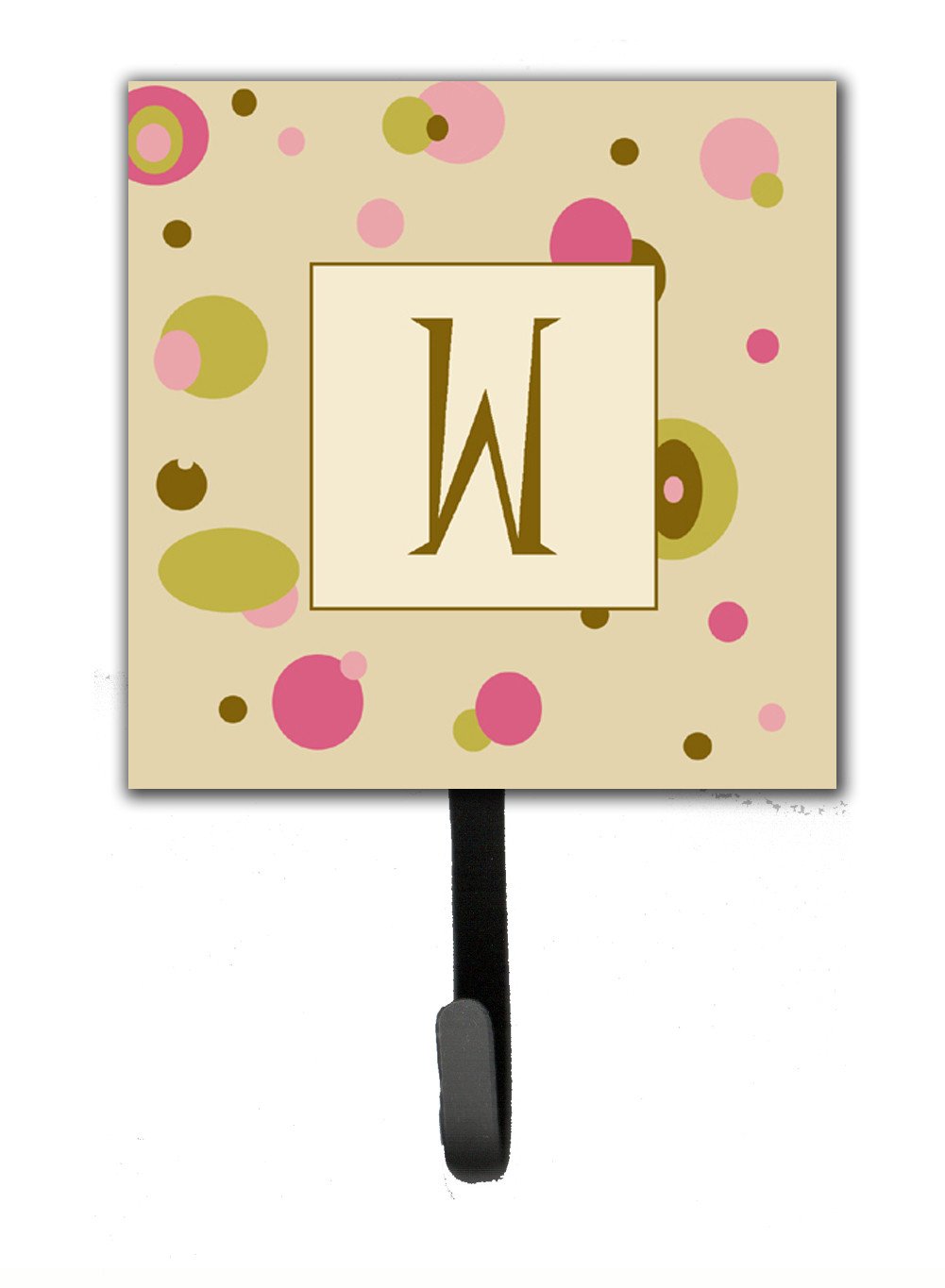 Letter W Initial Monogram - Tan Dots Leash Holder or Key Hook by Caroline's Treasures