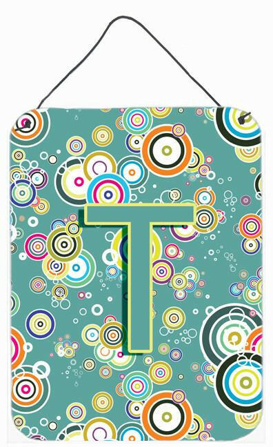 Letter T Circle Circle Teal Initial Alphabet Wall or Door Hanging Prints CJ2015-TDS1216 by Caroline&#39;s Treasures