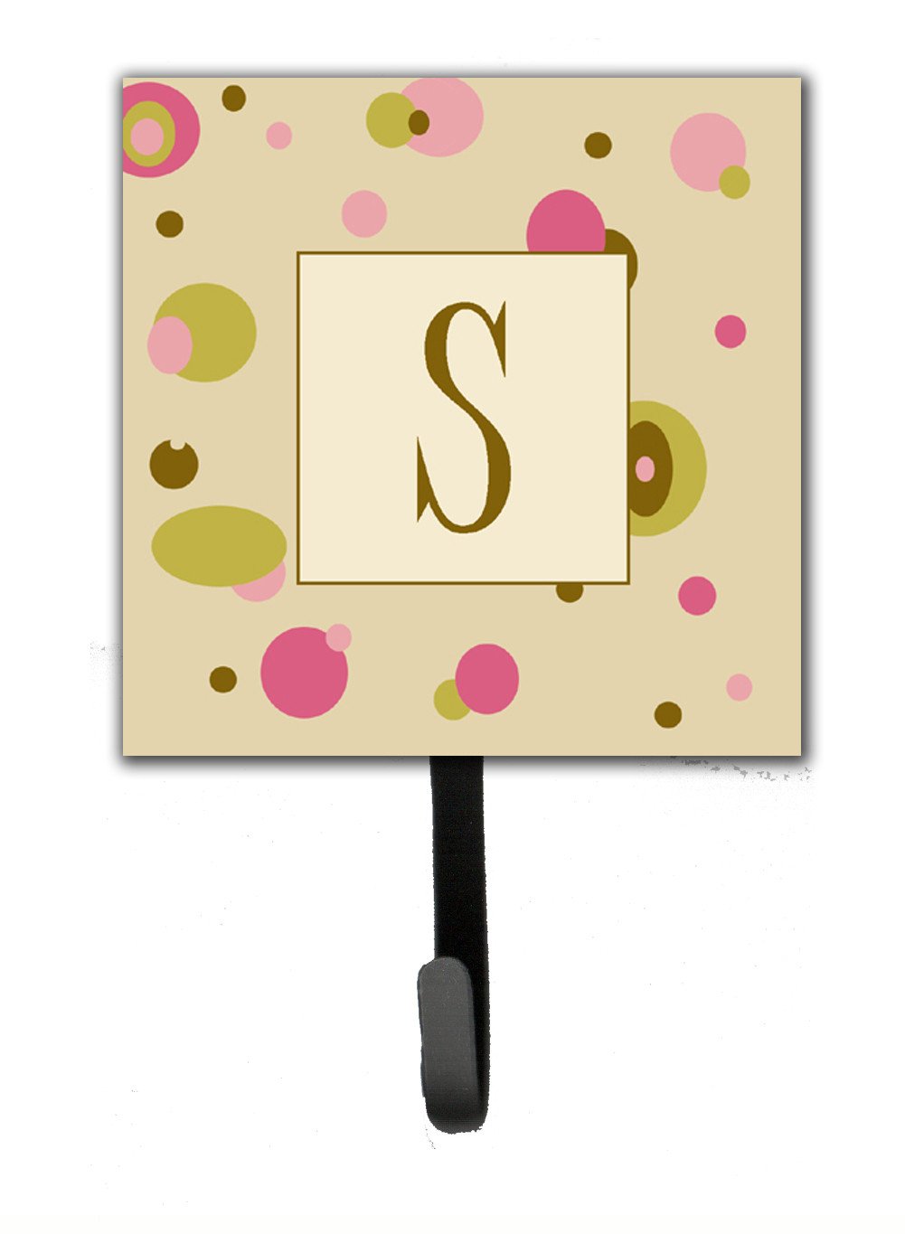 Letter S Initial Monogram - Tan Dots Leash Holder or Key Hook by Caroline's Treasures