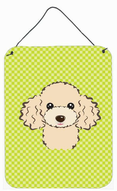Checkerboard Lime Green Buff Poodle Wall or Door Hanging Prints BB1320DS1216 by Caroline&#39;s Treasures