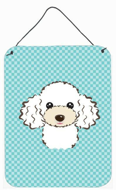 Checkerboard Blue White Poodle Wall or Door Hanging Prints BB1195DS1216 by Caroline's Treasures