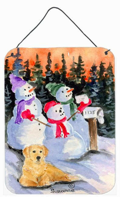 Snowman with Golden Retriever Aluminium Metal Wall or Door Hanging Prints by Caroline's Treasures