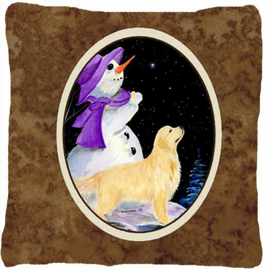 Snowman with Golden Retriever Decorative   Canvas Fabric Pillow by Caroline's Treasures