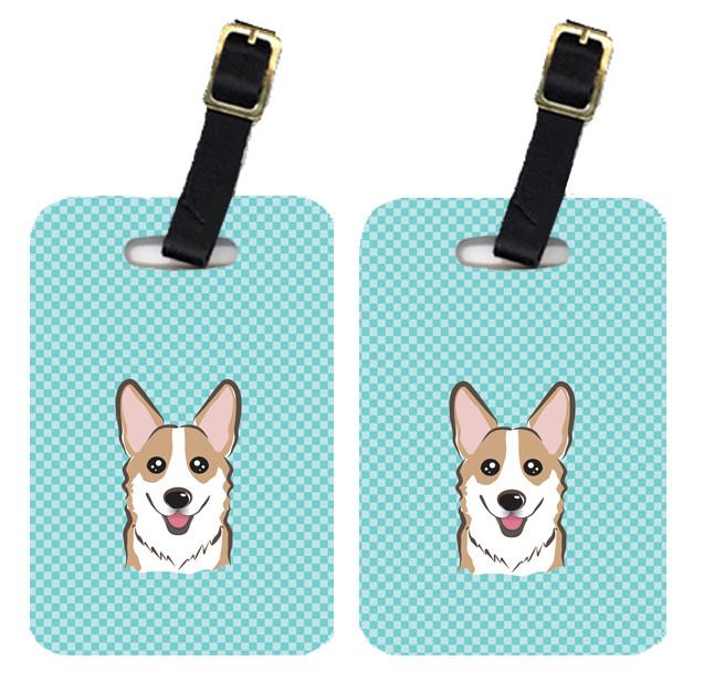 Pair of Checkerboard Blue Corgi Luggage Tags BB1191BT by Caroline's Treasures