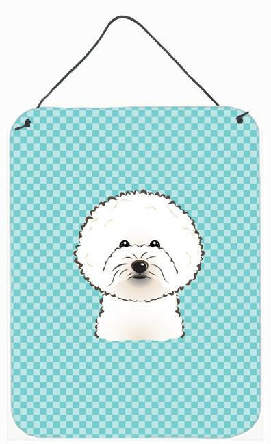 Checkerboard Blue Bichon Frise Wall or Door Hanging Prints BB1155DS1216 by Caroline's Treasures