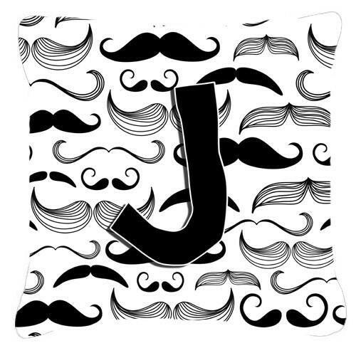 Letter J Moustache Initial Canvas Fabric Decorative Pillow CJ2009-JPW1414 by Caroline's Treasures