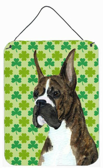 Boxer St. Patrick&#39;s Day Shamrock Portrait Wall or Door Hanging Prints by Caroline&#39;s Treasures