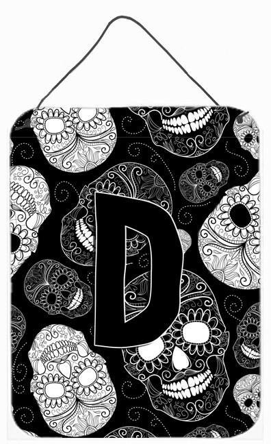 Letter D Day of the Dead Skulls Black Wall or Door Hanging Prints CJ2008-DDS1216 by Caroline's Treasures