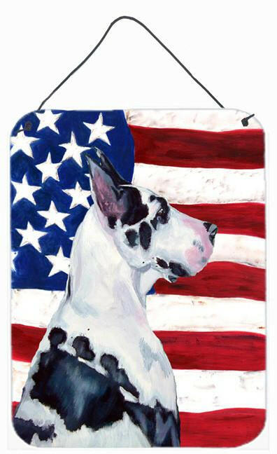 USA American Flag with Great Dane Aluminium Metal Wall or Door Hanging Prints by Caroline's Treasures