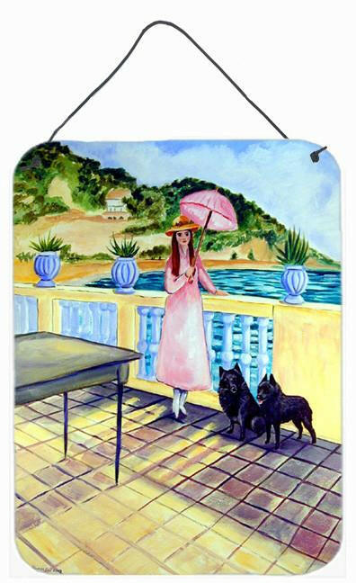 Lady with her Schipperke Aluminium Metal Wall or Door Hanging Prints by Caroline's Treasures