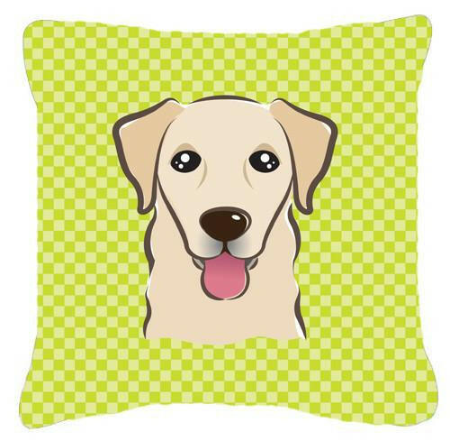 Checkerboard Lime Green Golden Retriever Canvas Fabric Decorative Pillow BB1314PW1414 - the-store.com