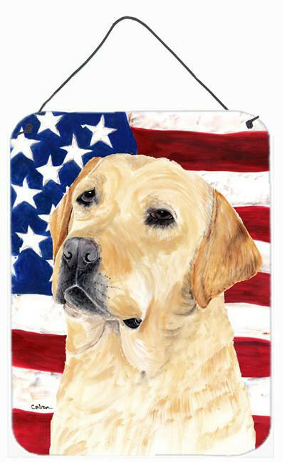 USA American Flag with Labrador Aluminium Metal Wall or Door Hanging Prints by Caroline's Treasures