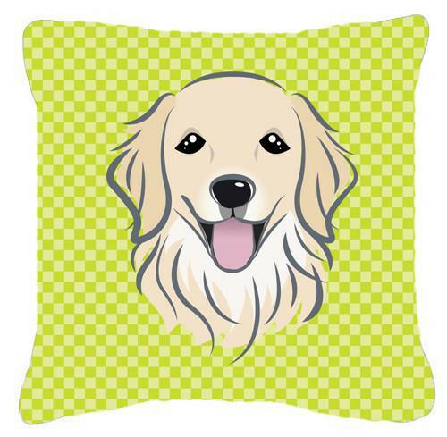 Checkerboard Lime Green Golden Retriever Canvas Fabric Decorative Pillow BB1267PW1414 - the-store.com