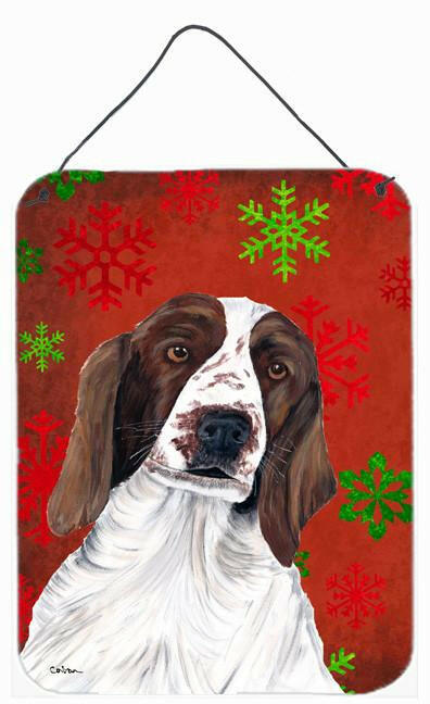 Welsh Springer Spaniel Red Snowflakes Christmas Metal Wall Door Hanging Prints by Caroline&#39;s Treasures