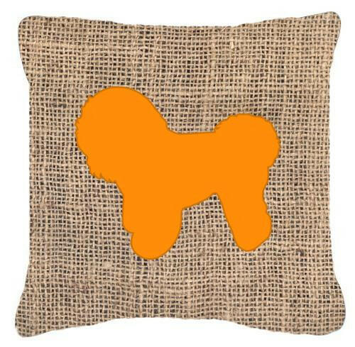 Bichon Frise Burlap and Orange   Canvas Fabric Decorative Pillow BB1107 - the-store.com