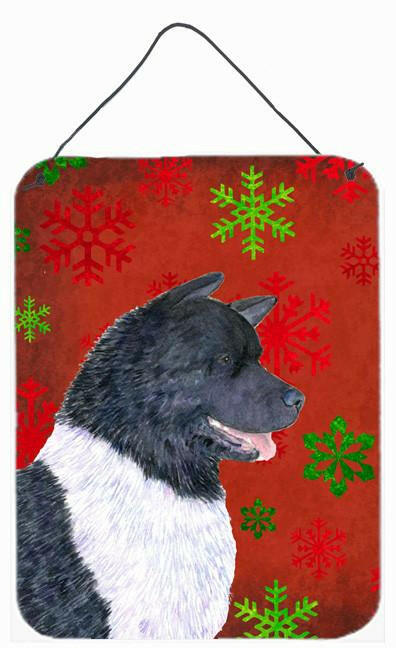 Akita Red and Green Snowflakes Holiday Christmas Wall or Door Hanging Prints by Caroline's Treasures