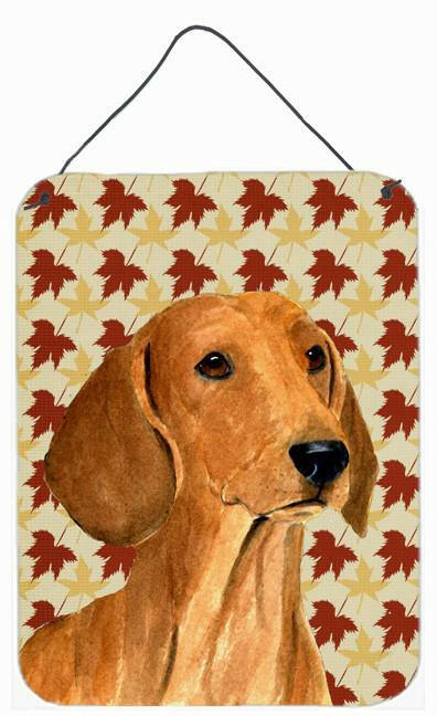 Dachshund Fall Leaves Portrait Aluminium Metal Wall or Door Hanging Prints by Caroline&#39;s Treasures