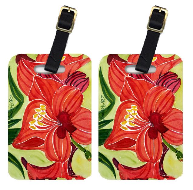 Pair of 2 Flower - Amaryllis Luggage Tags by Caroline's Treasures