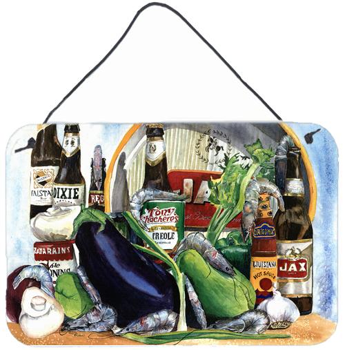 Eggplant and New Orleans Beers  Aluminium Metal Wall or Door Hanging Prints by Caroline's Treasures