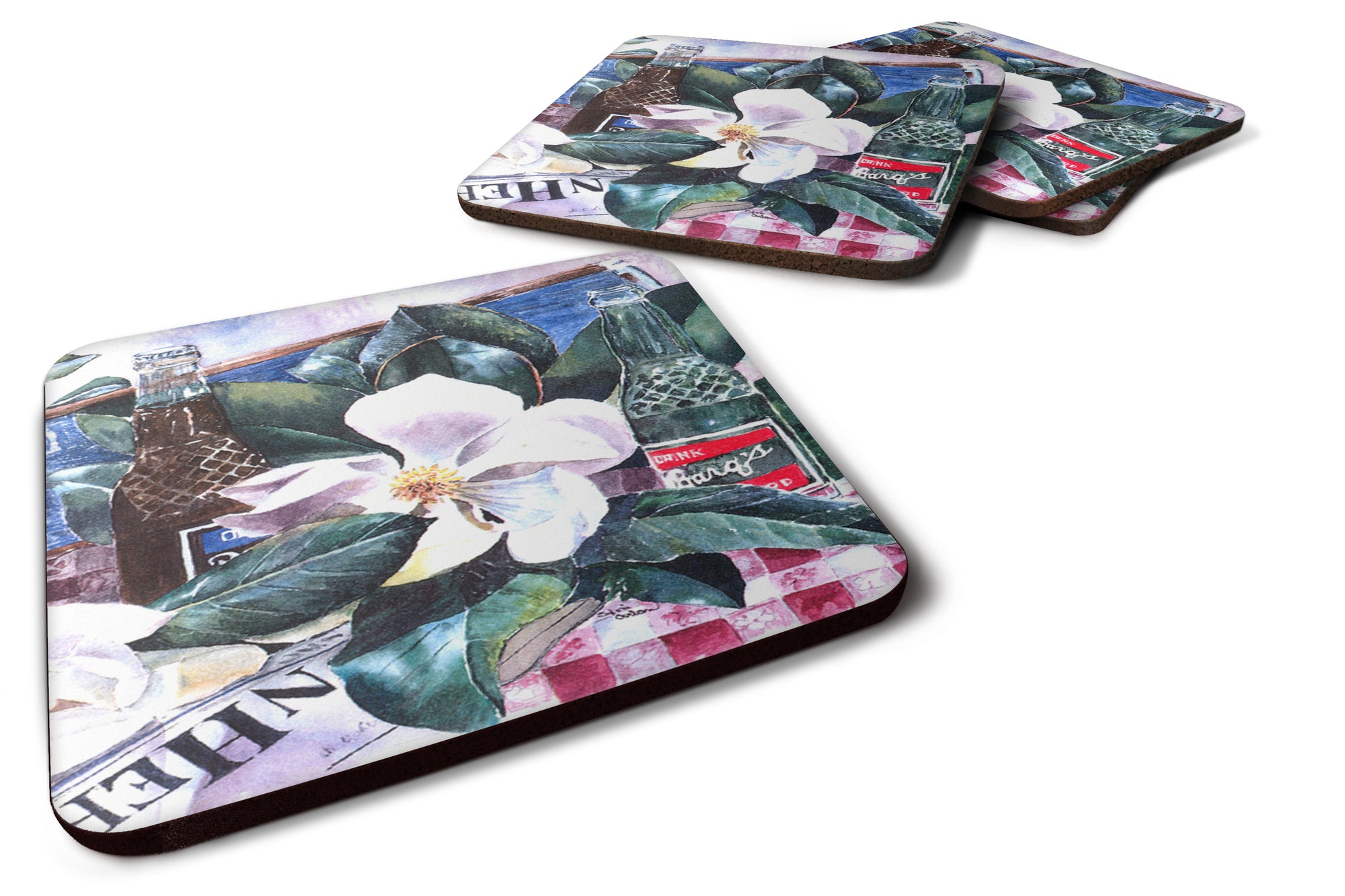 Set of 4 Barq's and Magnolia Foam Coasters - the-store.com