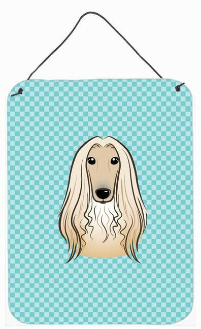 Checkerboard Blue Afghan Hound Wall or Door Hanging Prints BB1182DS1216 by Caroline&#39;s Treasures