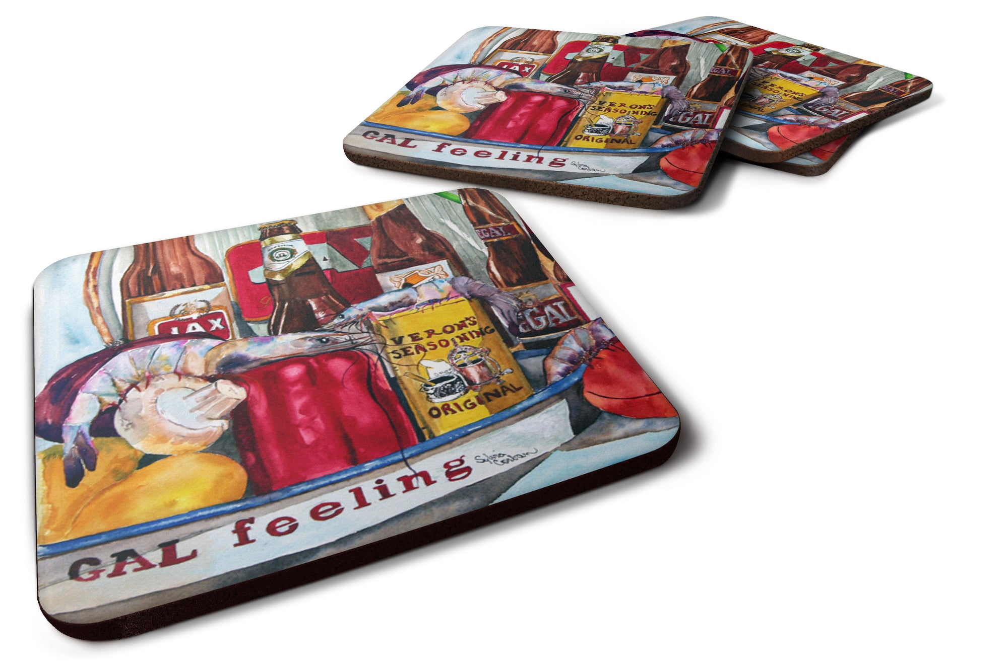 Set of 4 Veron's and New Orleans Beers Foam Coasters - the-store.com