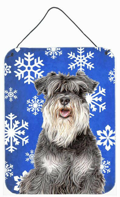 Winter Snowflakes Holiday Schnauzer Wall or Door Hanging Prints KJ1178DS1216 by Caroline&#39;s Treasures
