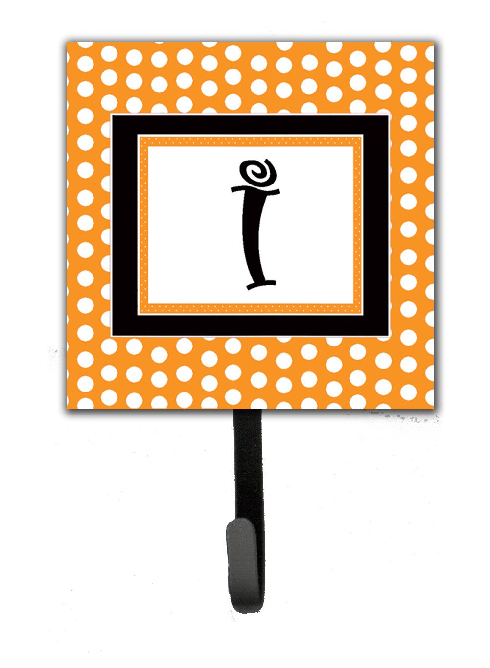 Letter I Initial Monogram - Orange Polkadots Leash Holder or Key Hook by Caroline's Treasures