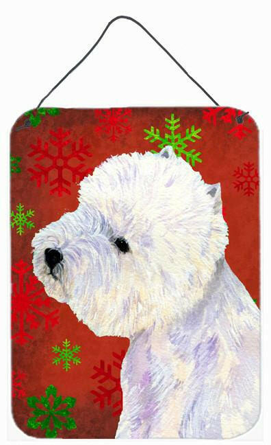 Westie Red and Green Snowflakes Holiday Christmas Wall or Door Hanging Prints by Caroline's Treasures