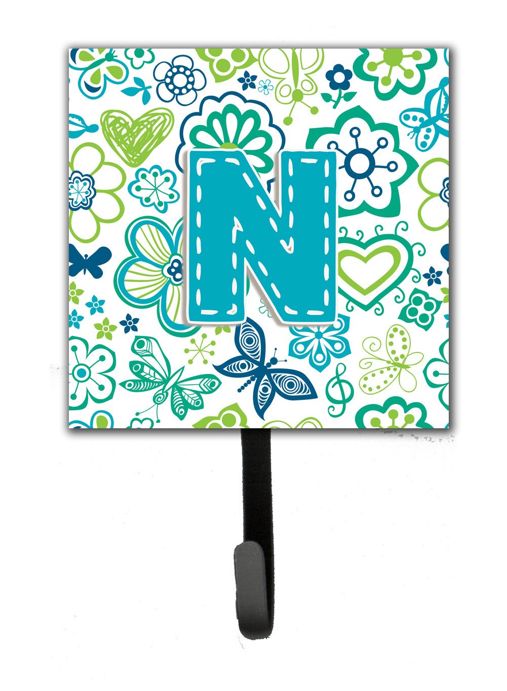 Letter N Flowers and Butterflies Teal Blue Leash or Key Holder CJ2006-NSH4 by Caroline's Treasures