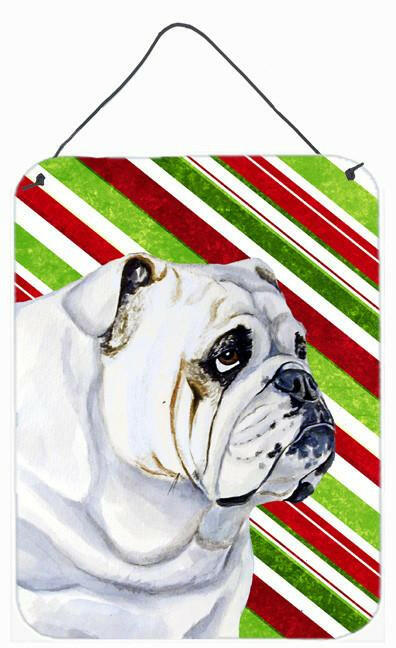 Bulldog English Candy Cane Holiday Christmas Wall or Door Hanging Prints by Caroline's Treasures