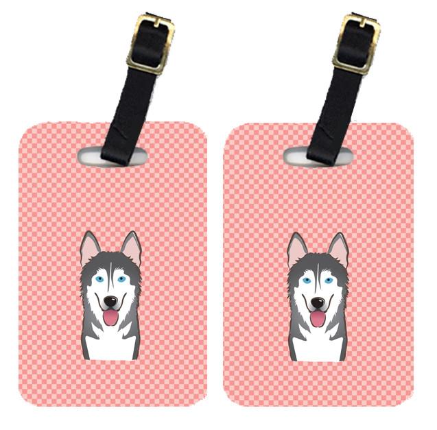 Pair of Checkerboard Pink Alaskan Malamute Luggage Tags BB1218BT by Caroline's Treasures