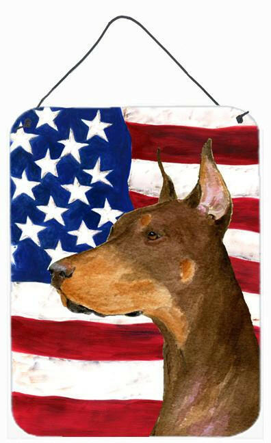 USA American Flag with Doberman Aluminium Metal Wall or Door Hanging Prints by Caroline&#39;s Treasures