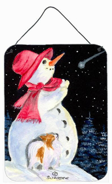 Snowman with Papillon Aluminium Metal Wall or Door Hanging Prints by Caroline&#39;s Treasures