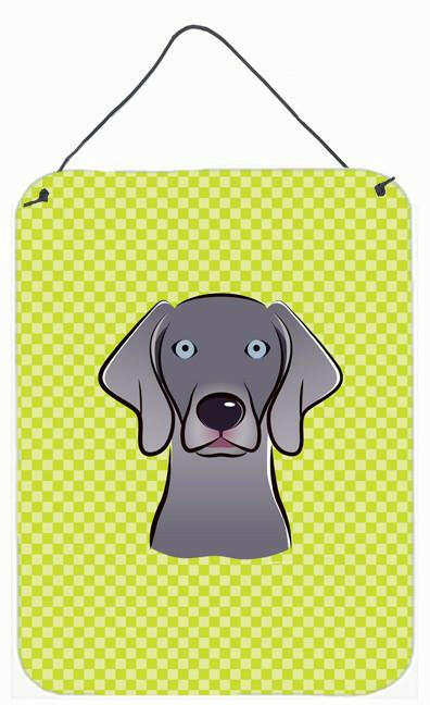 Checkerboard Lime Green Weimaraner Wall or Door Hanging Prints BB1293DS1216 by Caroline's Treasures