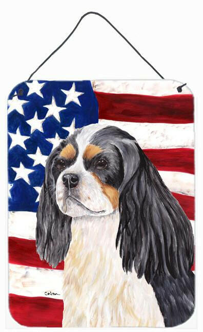 USA American Flag with Cavalier Spaniel Wall or Door Hanging Prints by Caroline's Treasures