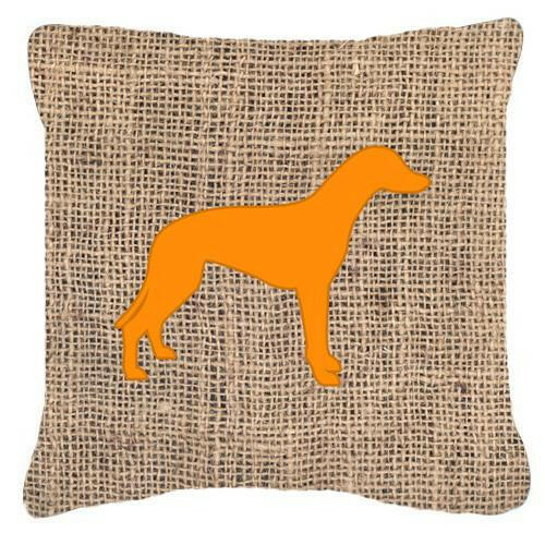 Greyhound Burlap and Orange   Canvas Fabric Decorative Pillow BB1086 - the-store.com