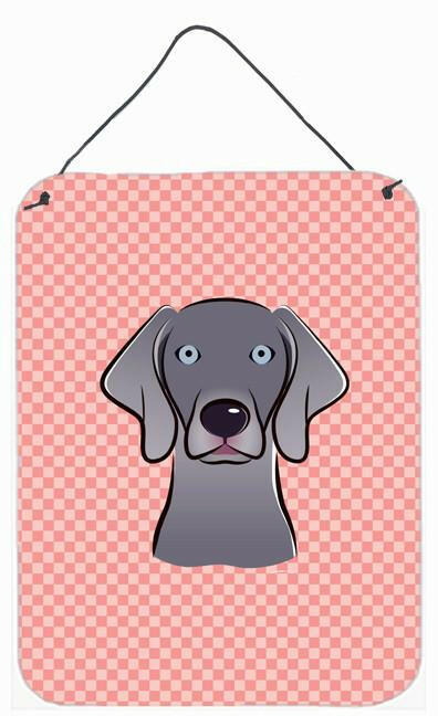 Checkerboard Blue Weimaraner Wall or Door Hanging Prints BB1231DS1216 by Caroline&#39;s Treasures