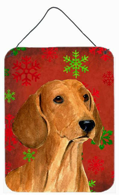 Dachshund Red Snowflakes Holiday Christmas Wall or Door Hanging Prints by Caroline&#39;s Treasures