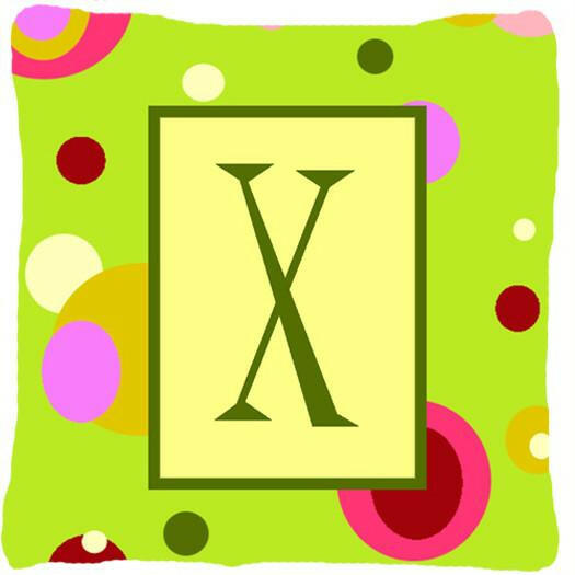 Letter X Initial Monogram - Green Decorative   Canvas Fabric Pillow - the-store.com