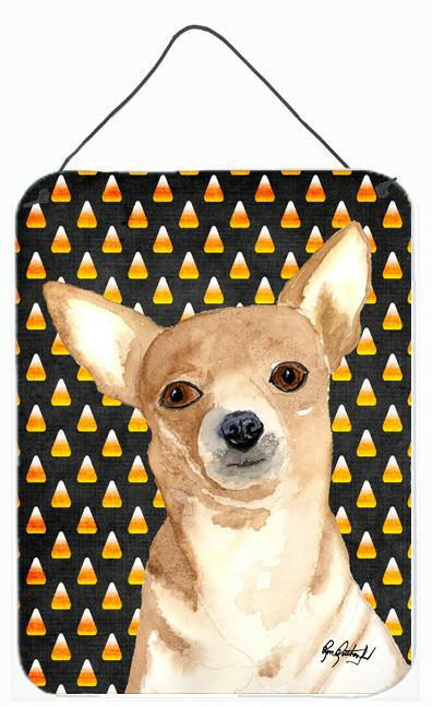 Candy Corn Chihuahua Halloween Aluminium Metal Wall or Door Hanging Prints by Caroline's Treasures