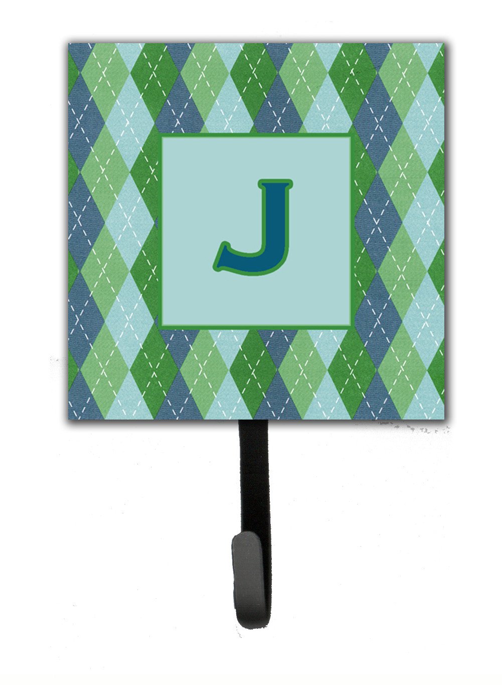 Letter J Initial Monogram - Blue Argoyle Leash Holder or Key Hook by Caroline's Treasures