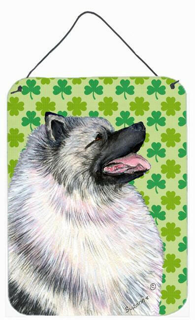 Keeshond St. Patrick's Day Shamrock Portrait Wall or Door Hanging Prints by Caroline's Treasures