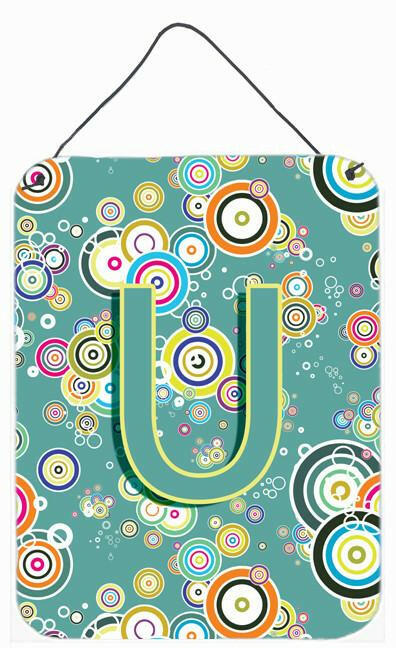 Letter U Circle Circle Teal Initial Alphabet Wall or Door Hanging Prints CJ2015-UDS1216 by Caroline's Treasures
