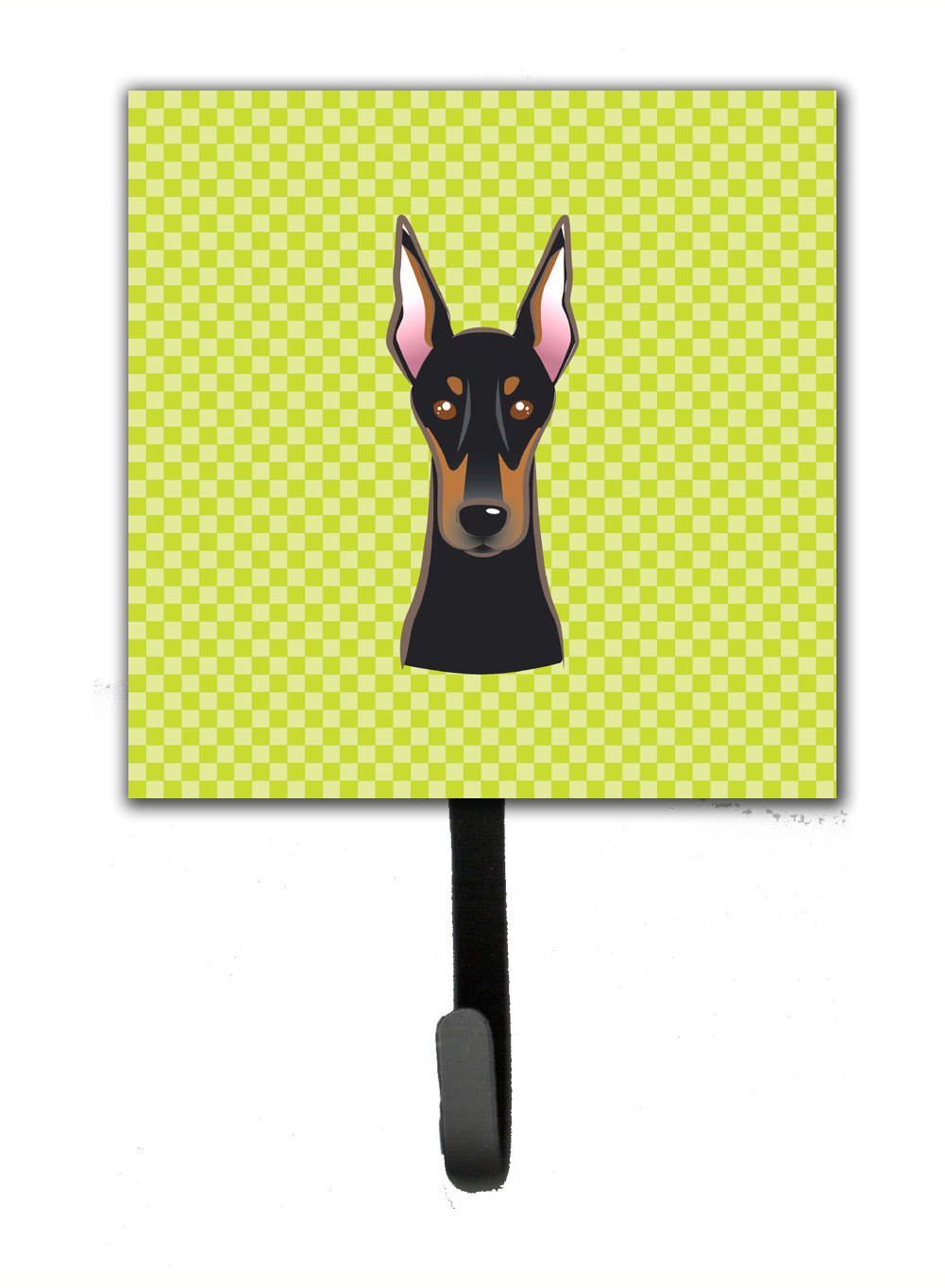 Checkerboard Lime Green Doberman Leash or Key Holder BB1307SH4 by Caroline&#39;s Treasures