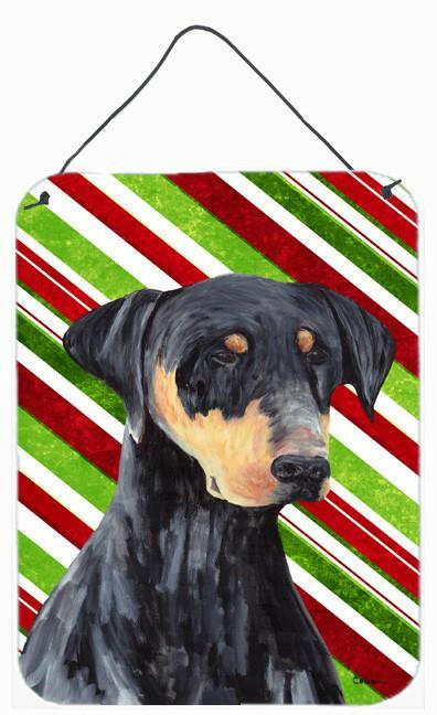 Doberman Candy Cane Holiday Christmas Aluminium Wall or Door Hanging Prints by Caroline's Treasures