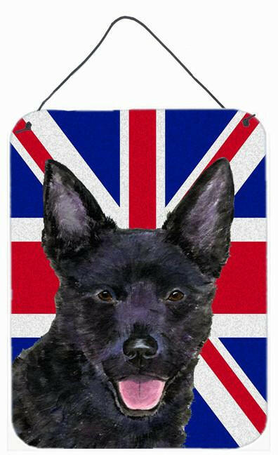 Australian Kelpie with English Union Jack British Flag Wall or Door Hanging Prints SS4940DS1216 by Caroline's Treasures