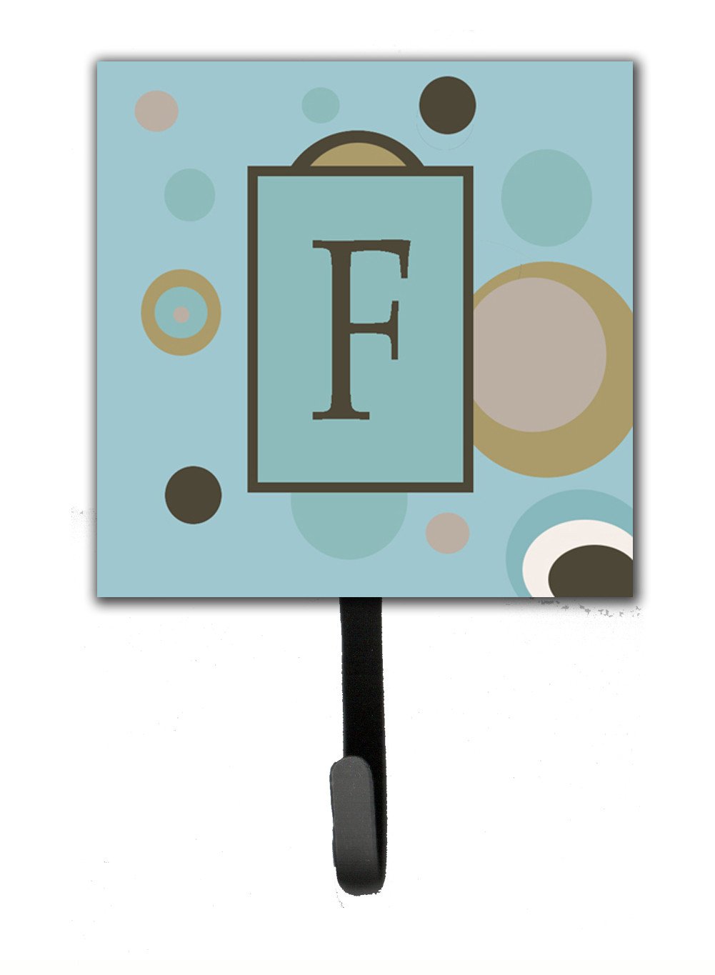 Letter F Initial Monogram - Blue Dots Leash Holder or Key Hook by Caroline's Treasures